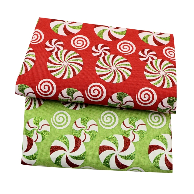 glitter ink printing christmas candy imitation linen