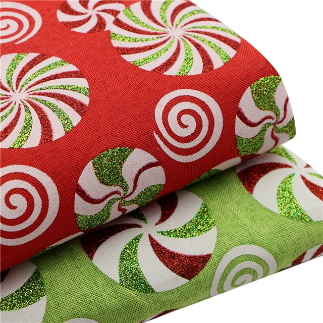 glitter ink printing christmas candy imitation linen