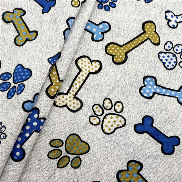 cotton and linen dog bone footprint printing