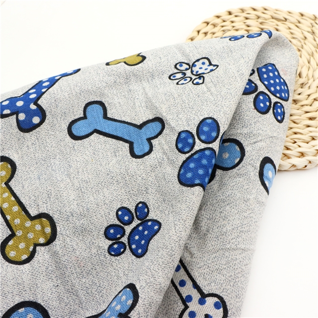 cotton and linen dog bone footprint printing