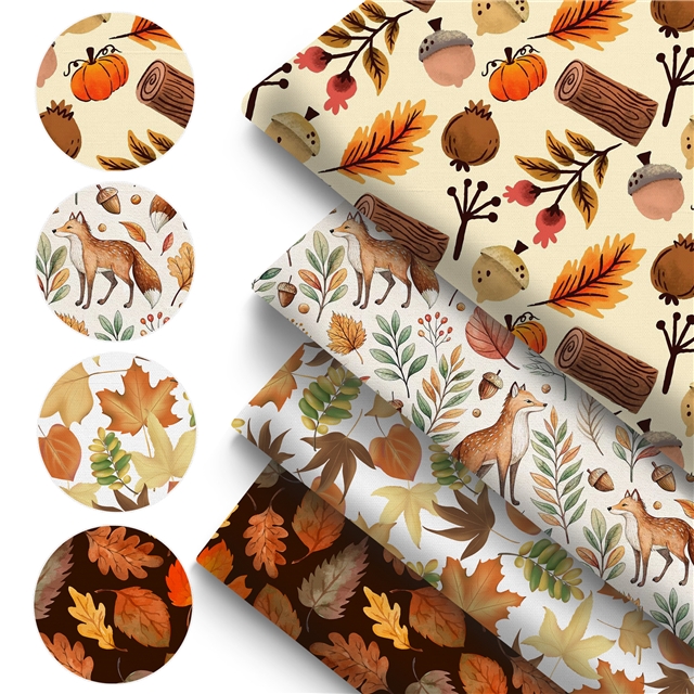polyester cotton autumn series polyester cotton fabric set (4 pcs/set)