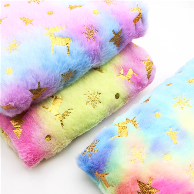 100% polyester tie dye christmas series gold hot stamping velvet fabric