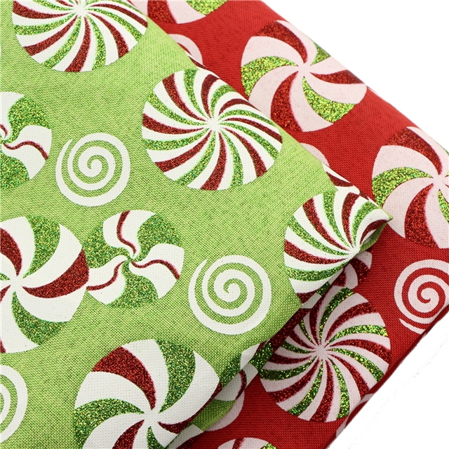 glitter ink printing christmas candy imitation linen