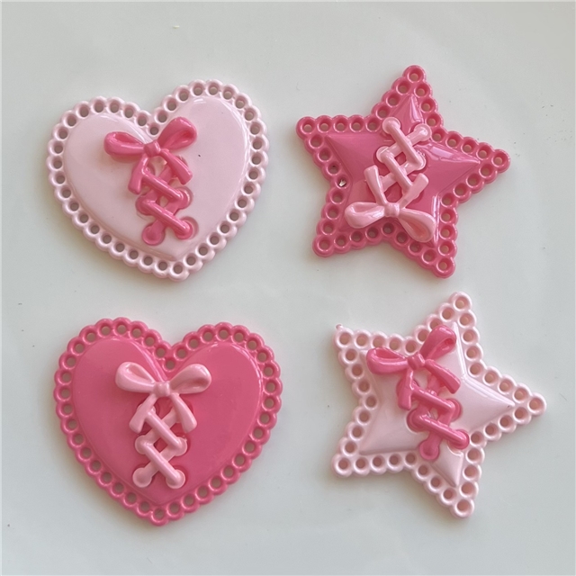 acrylic/resin bow shaped love pentagram acrylic accessory