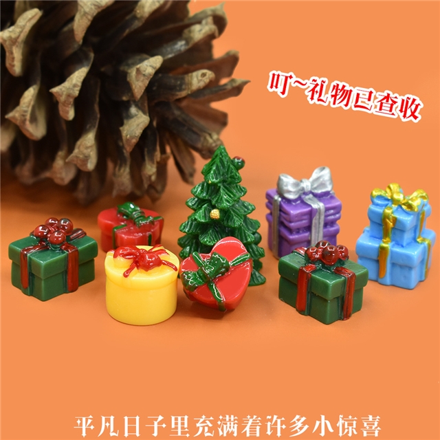 plastic/resin christmas gift box 3d resin accessories