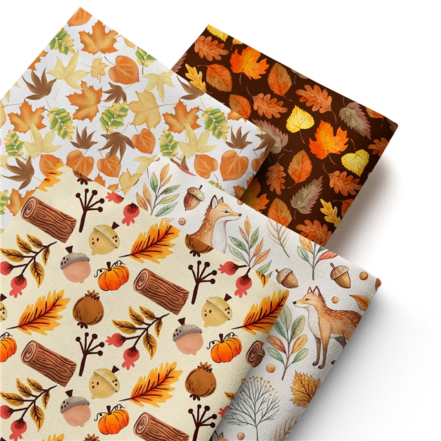 polyester cotton autumn series polyester cotton fabric set (4 pcs/set)