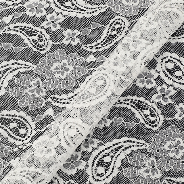 100% polyester cashew patterned hollow lace fabric