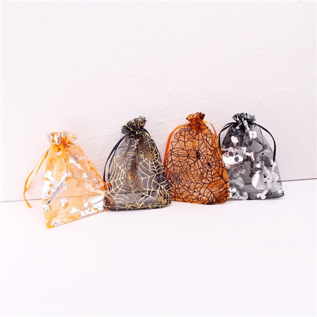 fabric halloween drawstring mesh bag