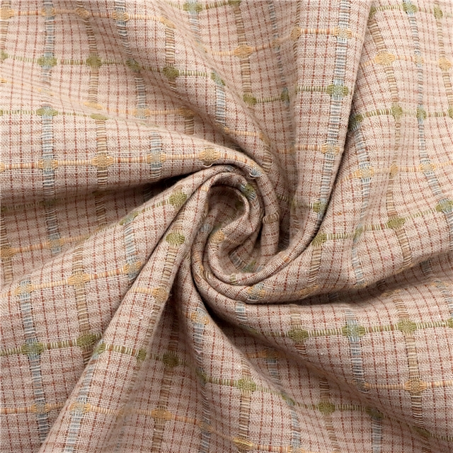 cotton coarse spun color woven checkerboard fabric