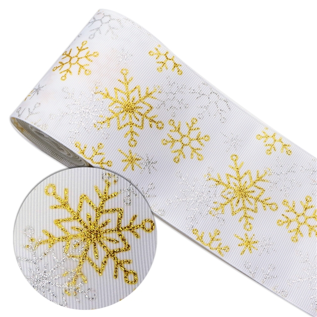 3" heat transfer printed+glitter grosgrain 75mm(3