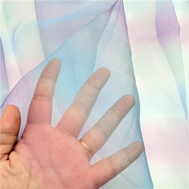 gradient tie dye rainbow color organza fabric