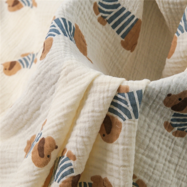 cute dog 100% cotton double layers gauze fabric