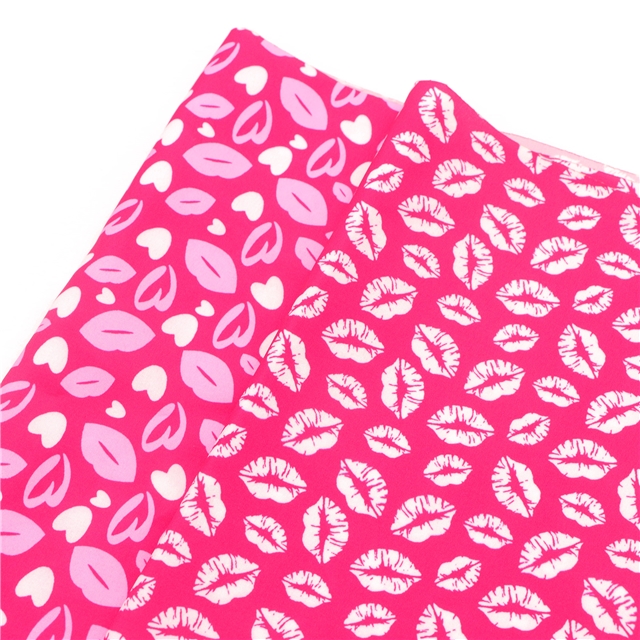 Leopard lips and rose printed polyester fabric