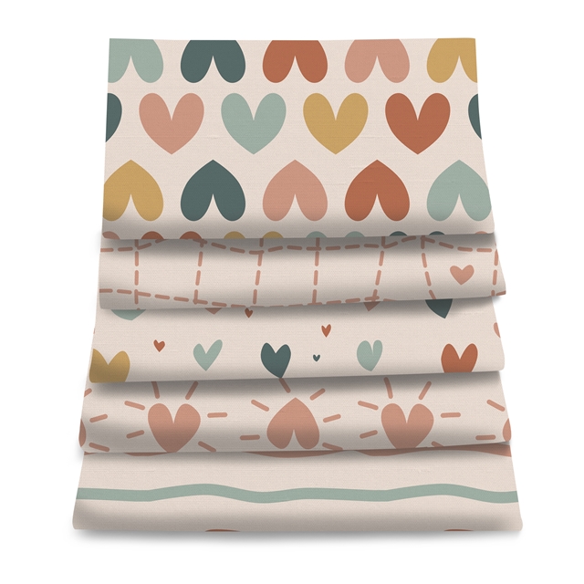 polyester cotton geometric heart series polyester cotton fabric set (5 pcs/set)