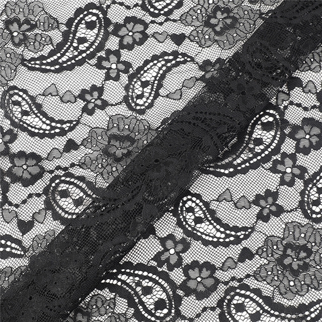 100% polyester cashew patterned hollow lace fabric