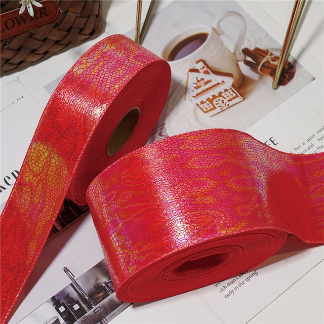 polyester colorful hot stamping gold snake patterned fabric composite color Ding woven tape