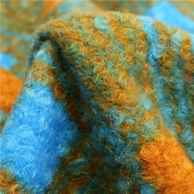 grid printed woolen loop velvet fabric