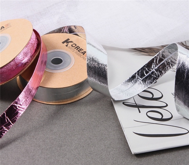wrinkled PU leather with metallic luster edging tape