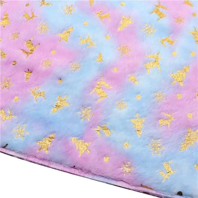 100% polyester tie dye christmas series gold hot stamping velvet fabric 9#,50*160cm(19.7*63