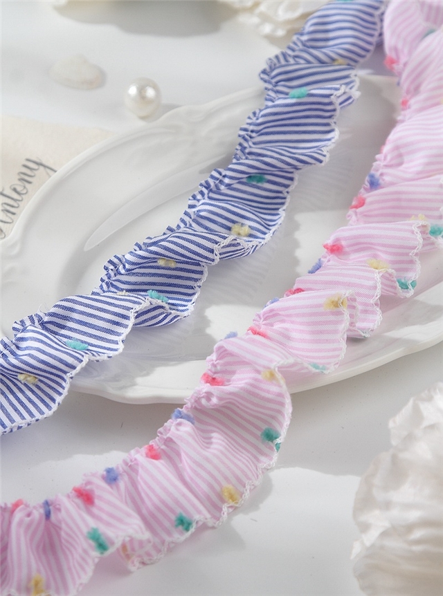 bud edge fuzzy dot stripe lace tape