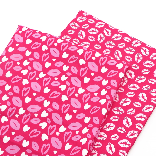 Leopard lips and rose printed polyester fabric