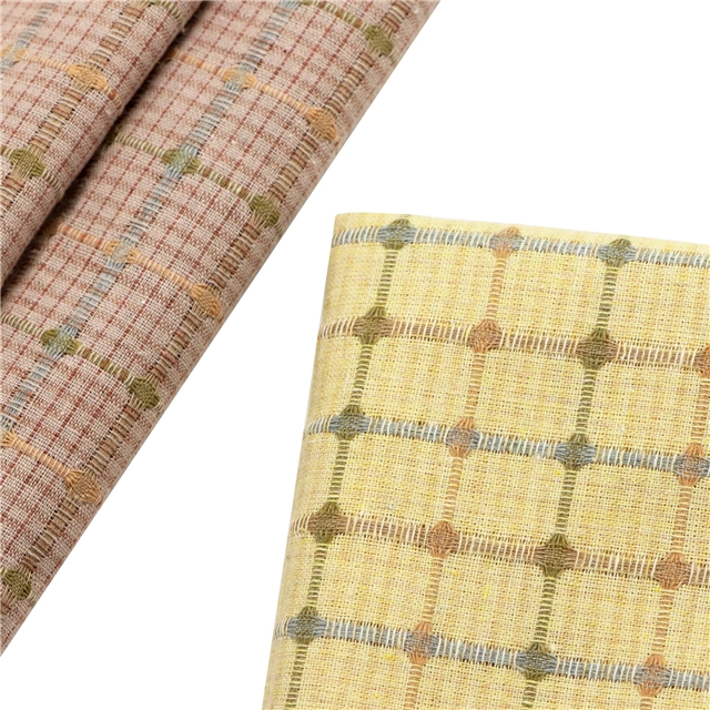 cotton coarse spun color woven checkerboard fabric
