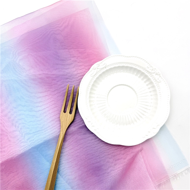 gradient tie dye rainbow color organza fabric
