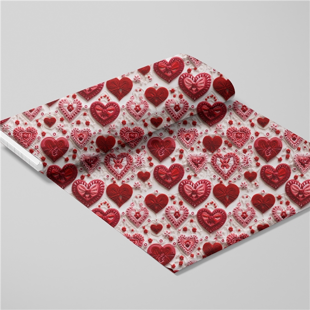 polyester cotton Imitation embroidery heart series polyester cotton fabric set (5 pcs/set) polyester cotton fabric,50*45cm(19.7*17.7