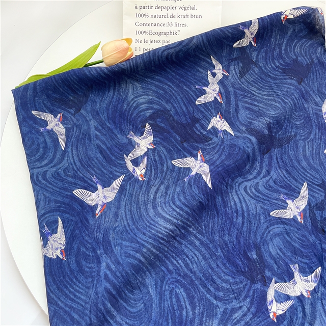 80% cotton+20% nylon yarn flying bird printing brocade cotton fabric