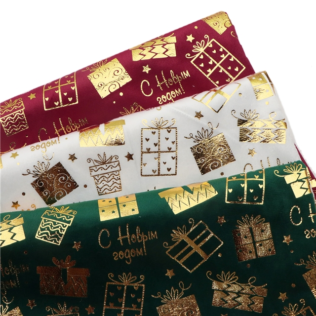 gold hot stamping christmas gift short plush fabric