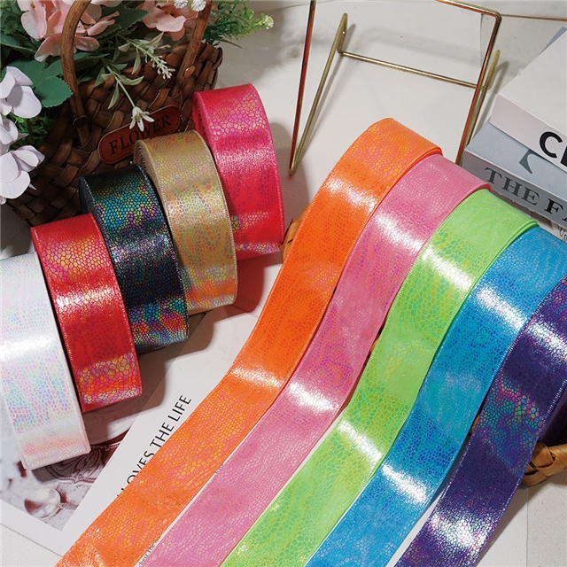 polyester colorful hot stamping gold snake patterned fabric composite color Ding woven tape