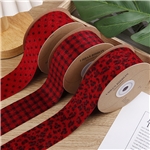 heart leopard print plaid single-sided velvet ribbon