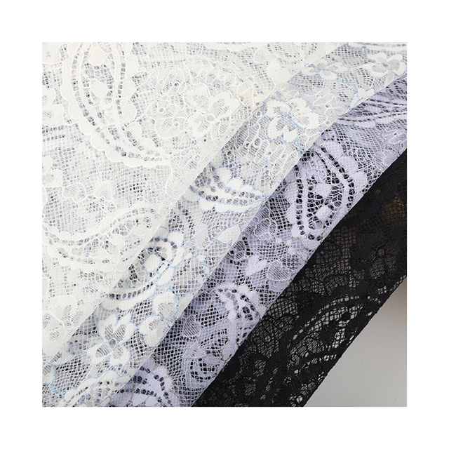 100% polyester cashew patterned hollow lace fabric