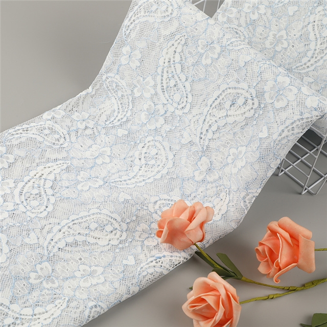 100% polyester cashew patterned hollow lace fabric