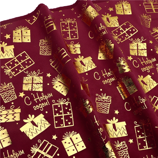 gold hot stamping christmas gift short plush fabric red,50*150cm(19.7*59.1