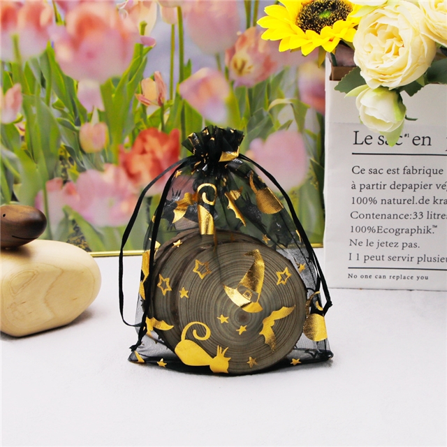 fabric halloween drawstring mesh bag