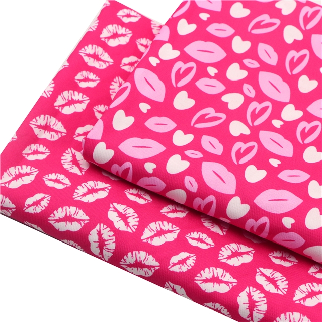 Leopard lips and rose printed polyester fabric