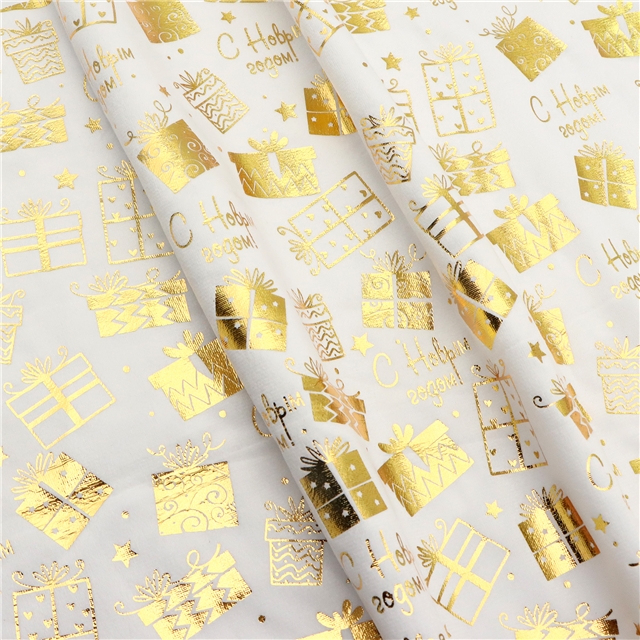 gold hot stamping christmas gift short plush fabric white,50*150cm(19.7*59.1