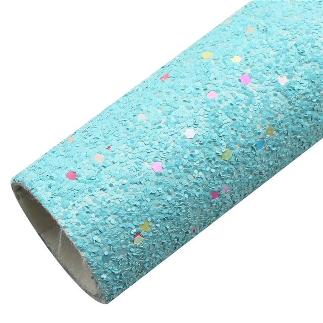 synthetic leather Colorful Hexagon Sequins Chunky Glitter Faux Leather 20*33cm(7.9*13