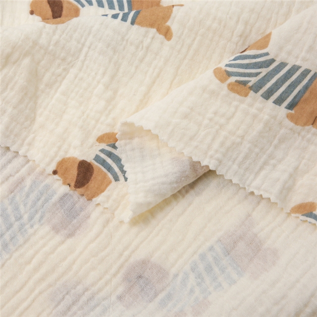 cute dog 100% cotton double layers gauze fabric