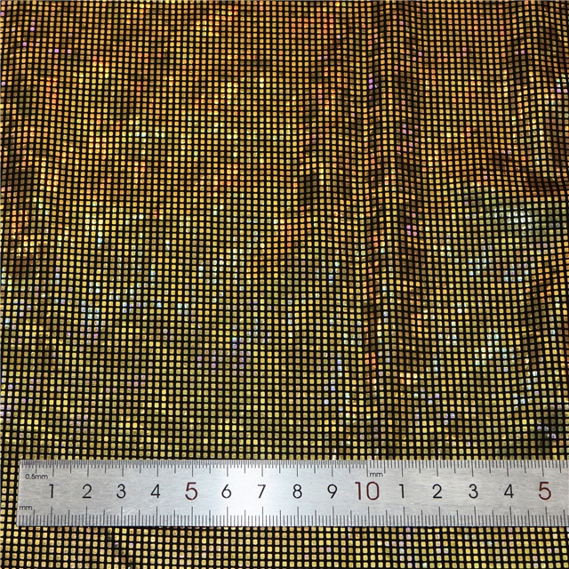 two sided micro elastic laser iridescent hot stamping small square polyester fabric