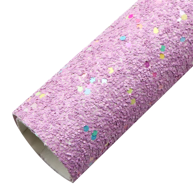 synthetic leather Colorful Hexagon Sequins Chunky Glitter Faux Leather 20*33cm(7.9*13