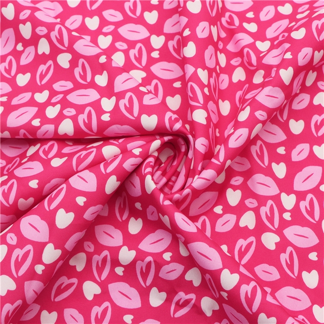 Leopard lips and rose printed polyester fabric