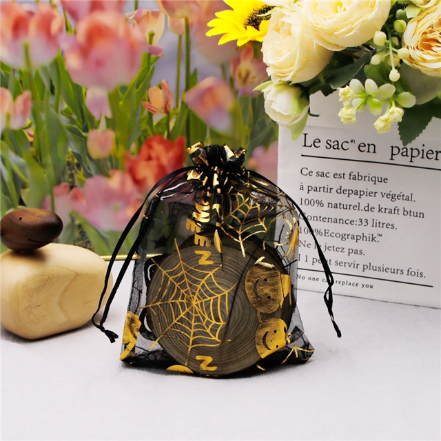 fabric halloween drawstring mesh bag
