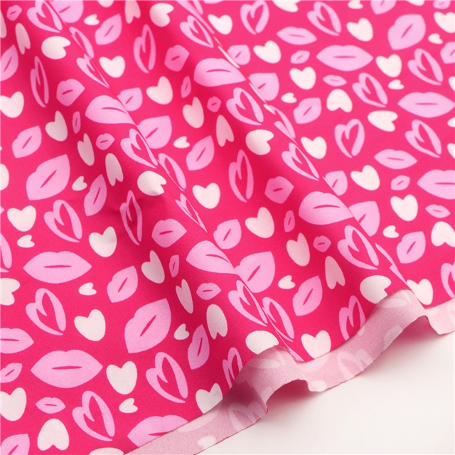 Leopard lips and rose printed polyester fabric