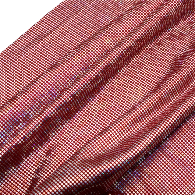 two sided micro elastic laser iridescent hot stamping small square polyester fabric