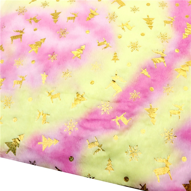 100% polyester tie dye christmas series gold hot stamping velvet fabric 9#,50*160cm(19.7*63