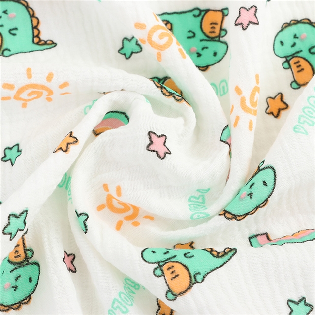 dinosaur 100% cotton double layers gauze fabric