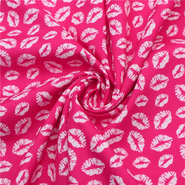 Leopard lips and rose printed polyester fabric