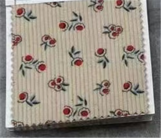 leaf flower printed corduroy fabric